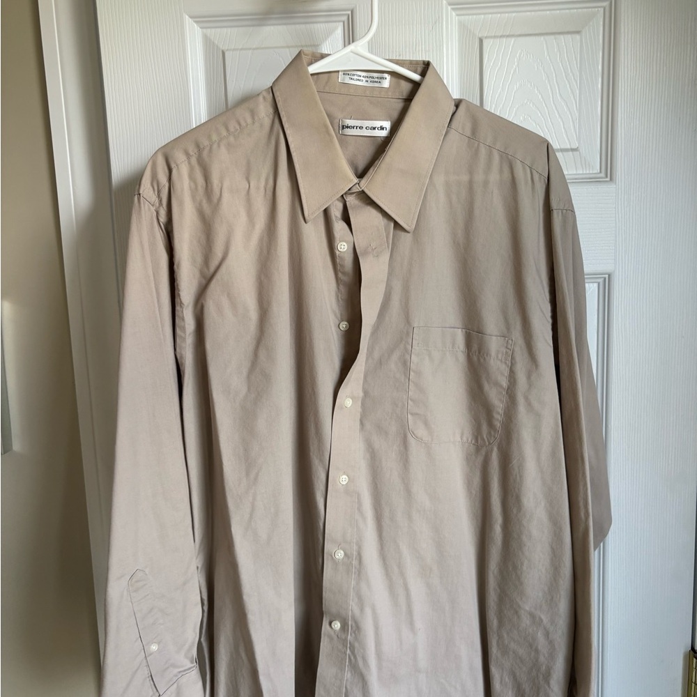Pierre Cardin Men's Long-Sleeve Dress Shirt - Beige